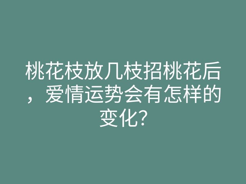 桃花枝放几枝招桃花后,爱情运势会有怎样的变化?