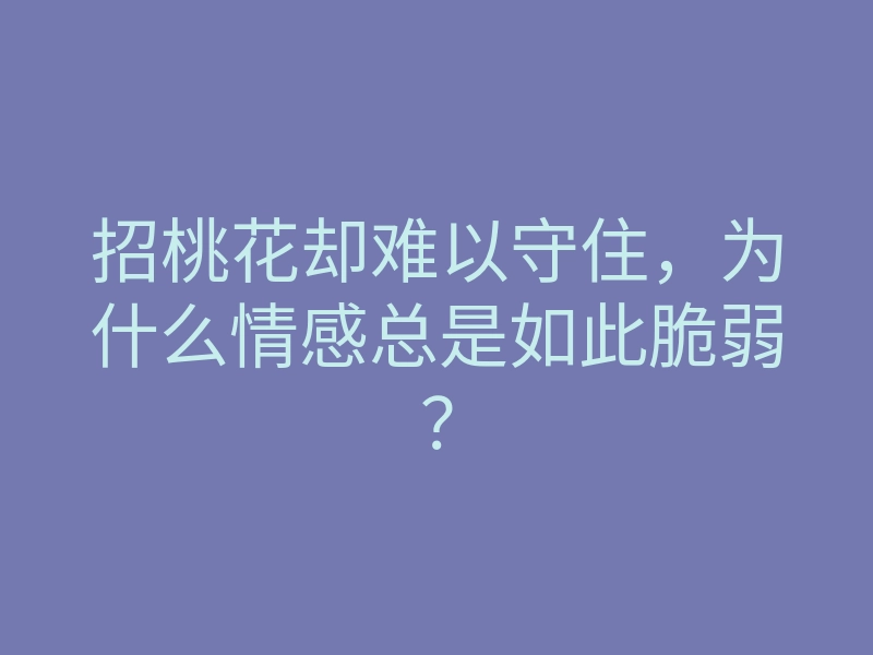招桃花却难以守住,为什么情感总是如此脆弱?