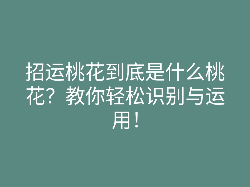 招运桃花到底是什么桃花?教你轻松识别与运用!