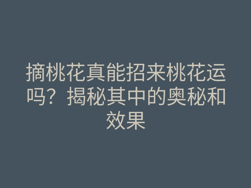 摘桃花真能招来桃花运吗?揭秘其中的奥秘和效果