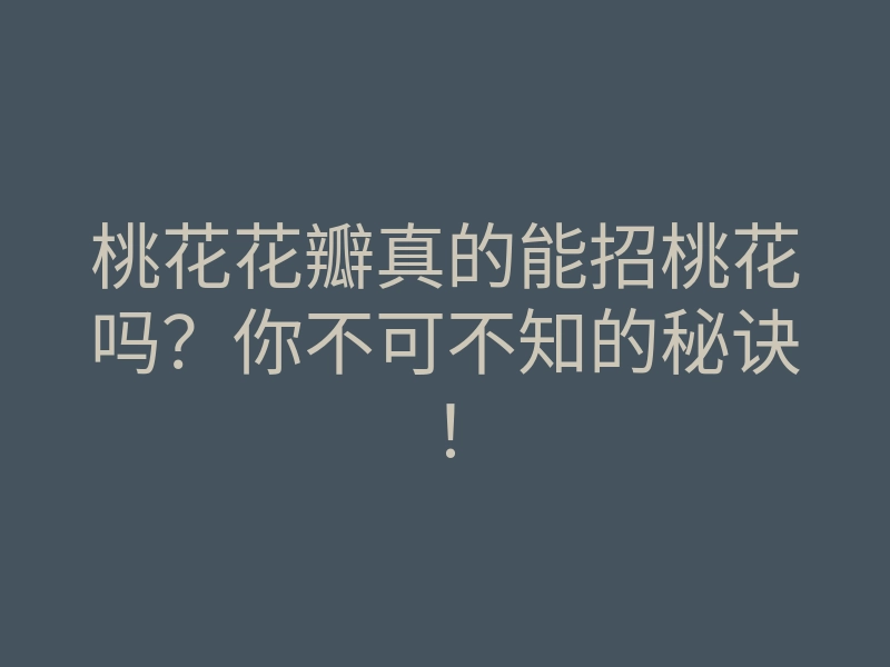 桃花花瓣真的能招桃花吗?你不可不知的秘诀!
