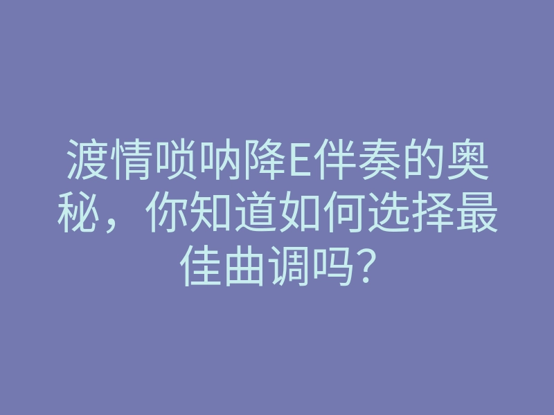 渡情唢呐降E伴奏的奥秘,你知道如何选择最佳曲调吗?