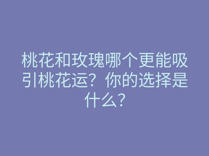 桃花和玫瑰哪个更能吸引桃花运?你的选择是什么?