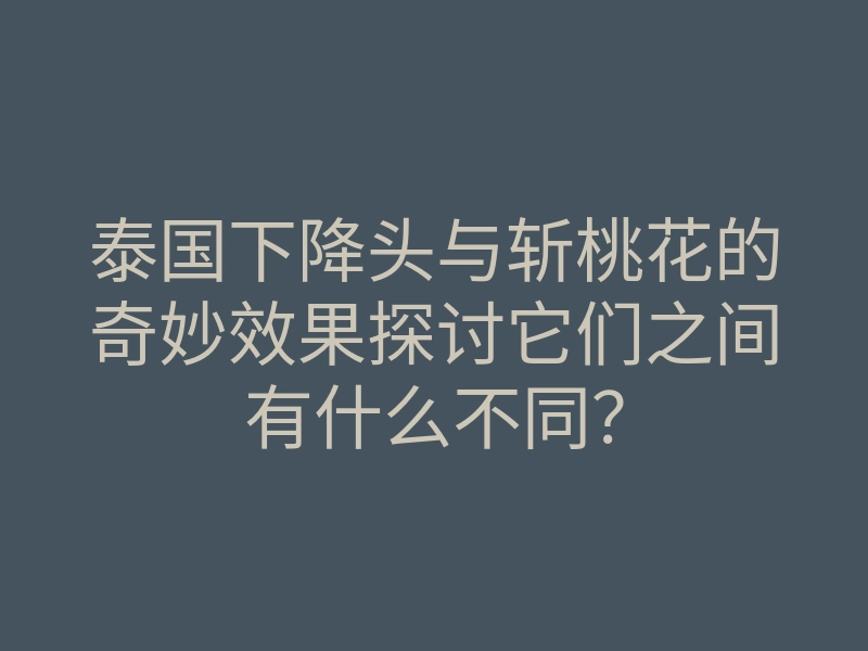 泰国下降头与斩桃花的奇妙效果探讨它们之间有什么不同?