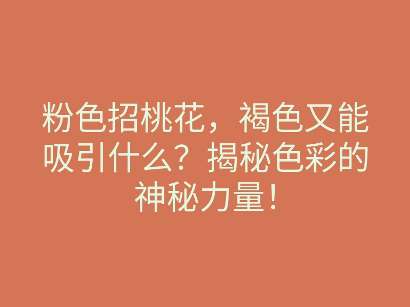 粉色招桃花,褐色又能吸引什么?揭秘色彩的神秘力量!