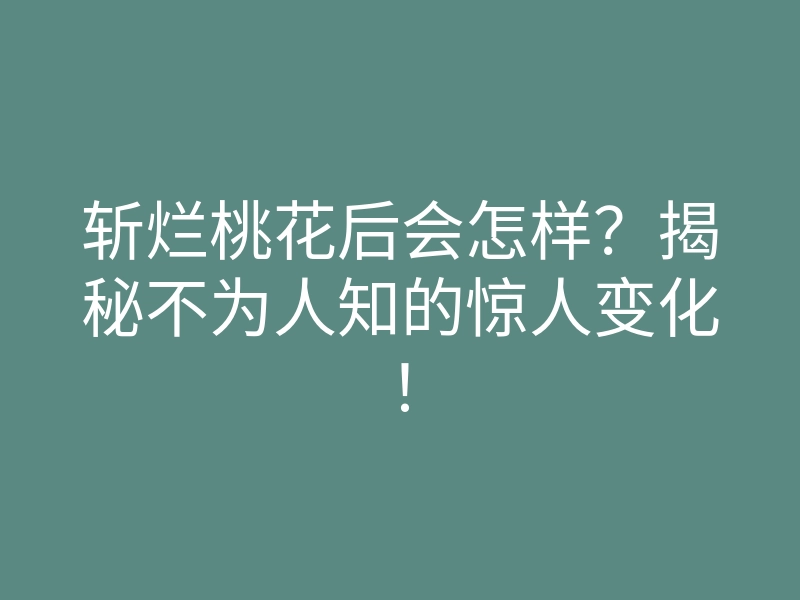 斩烂桃花后会怎样?揭秘不为人知的惊人变化!