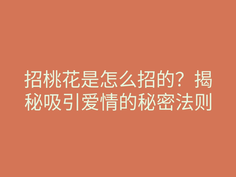 招桃花是怎么招的?揭秘吸引爱情的秘密法则