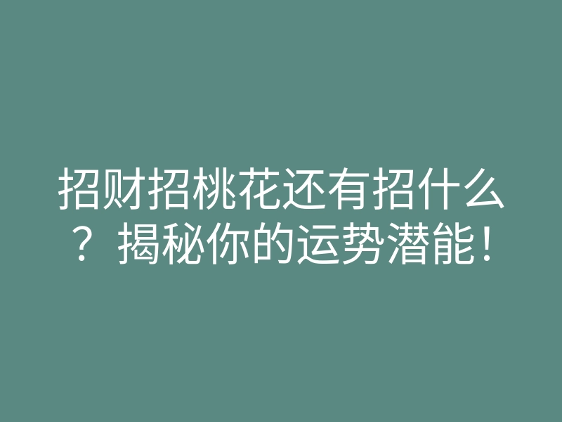 招财招桃花还有招什么?揭秘你的运势潜能!