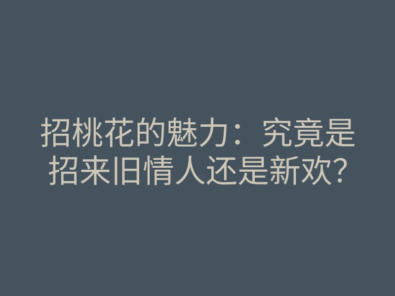 招桃花的魅力:究竟是招来旧情人还是新欢?