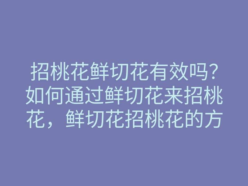 招桃花鲜切花有效吗?如何通过鲜切花来招桃花,鲜切花招桃花的方法解析