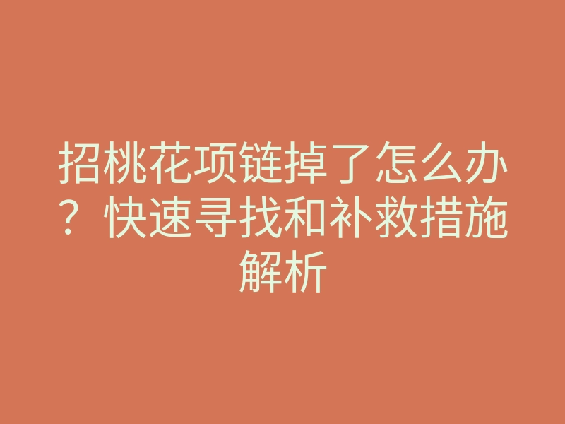 招桃花项链掉了怎么办?快速寻找和补救措施解析