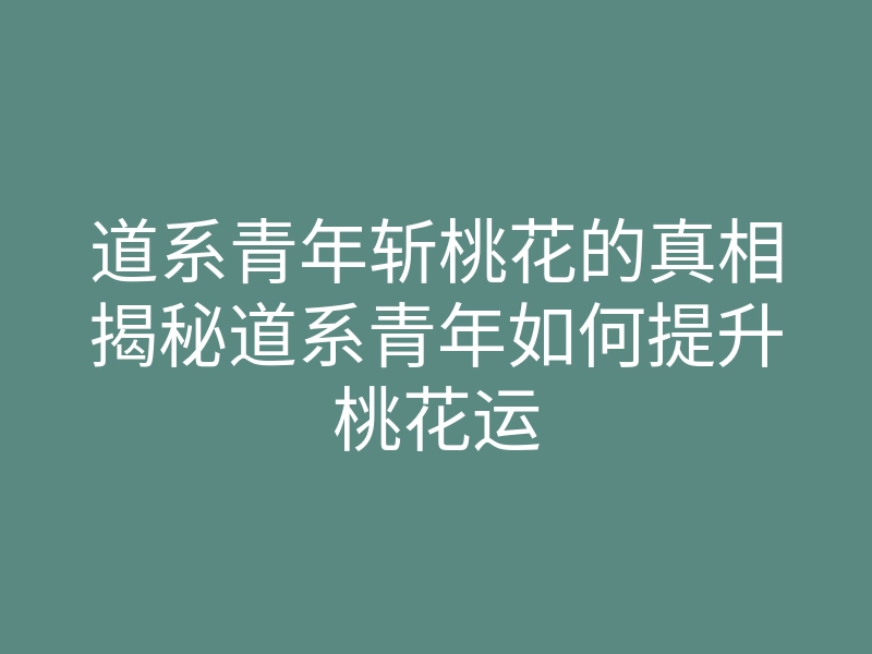 道系青年斩桃花的真相揭秘道系青年如何提升桃花运
