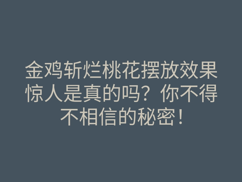 金鸡斩烂桃花摆放效果惊人是真的吗?你不得不相信的秘密!