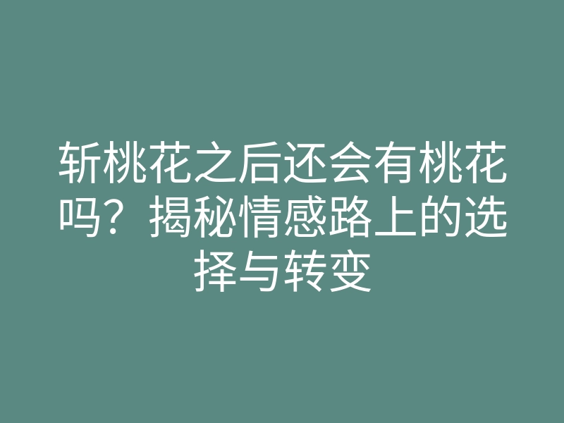 斩桃花之后还会有桃花吗?揭秘情感路上的选择与转变