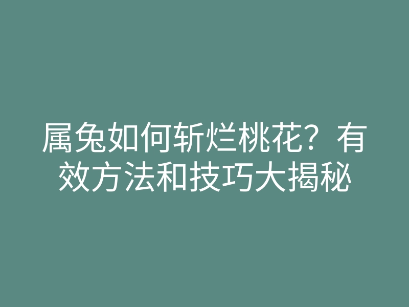 属兔如何斩烂桃花?有效方法和技巧大揭秘