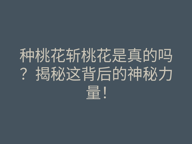 种桃花斩桃花是真的吗?揭秘这背后的神秘力量!