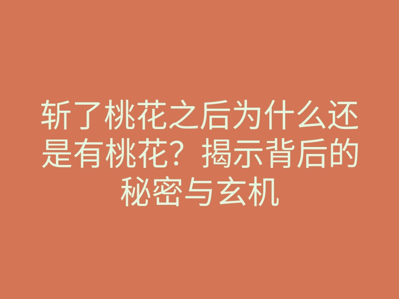 斩了桃花之后为什么还是有桃花?揭示背后的秘密与玄机