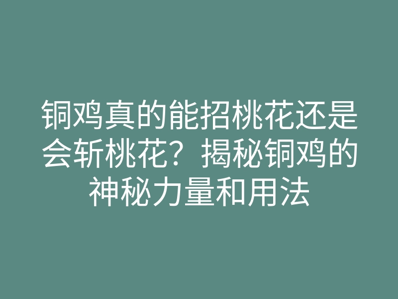 铜鸡真的能招桃花还是会斩桃花?揭秘铜鸡的神秘力量和用法