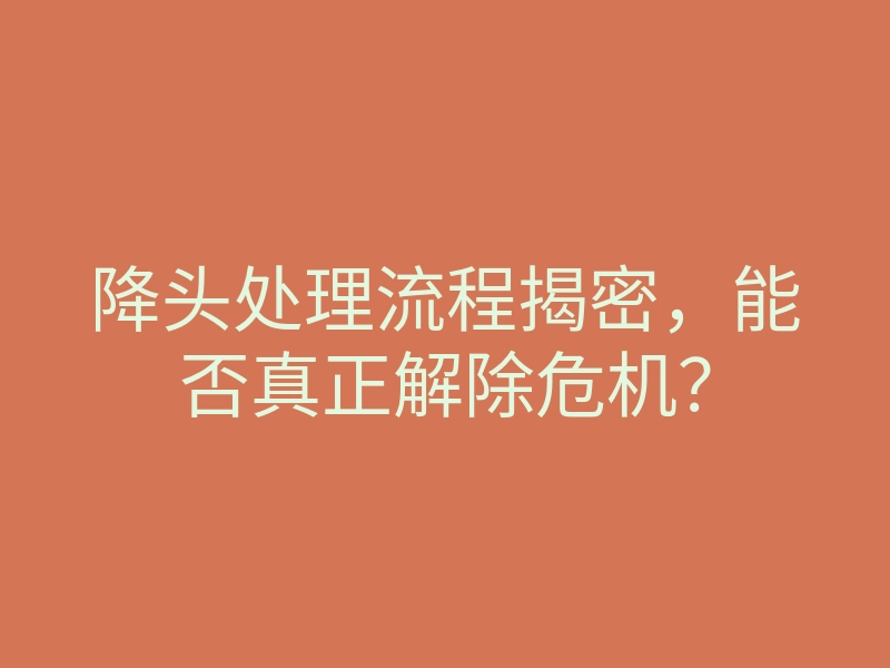 降头处理流程揭密,能否真正解除危机?
