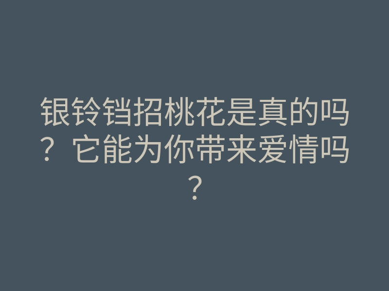 银铃铛招桃花是真的吗?它能为你带来爱情吗?