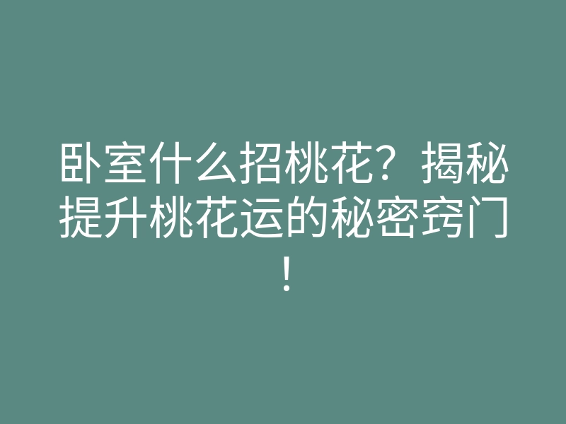 卧室什么招桃花？揭秘提升桃花运的秘密窍门！