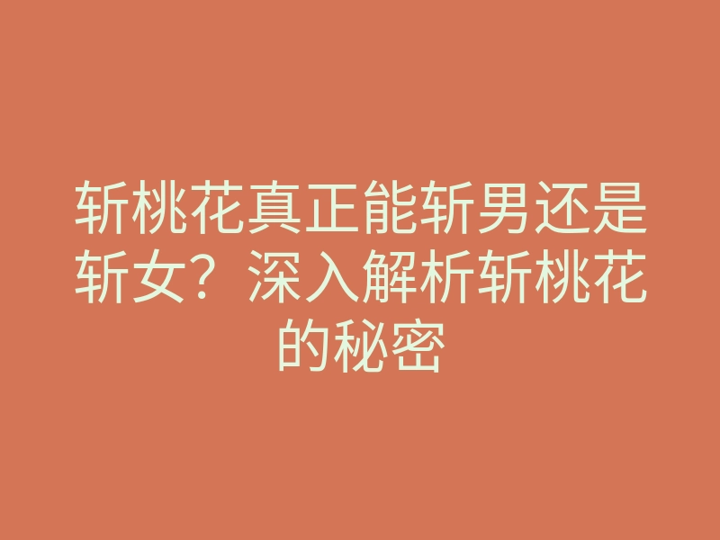 斩桃花真正能斩男还是斩女?深入解析斩桃花的秘密
