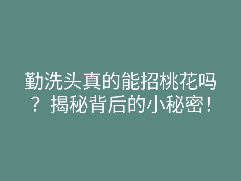 勤洗头真的能招桃花吗?揭秘背后的小秘密!