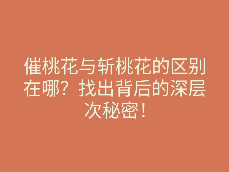 催桃花与斩桃花的区别在哪?找出背后的深层次秘密!