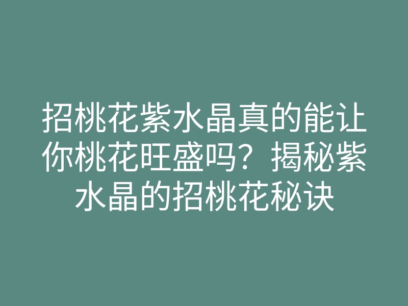 招桃花紫水晶真的能让你桃花旺盛吗?揭秘紫水晶的招桃花秘诀