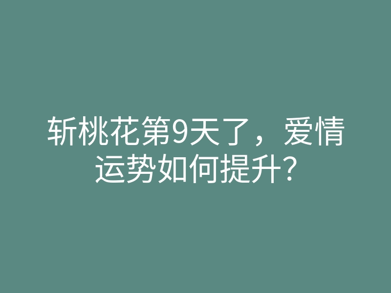 斩桃花第9天了,爱情运势如何提升?