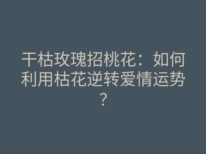 干枯玫瑰招桃花:如何利用枯花逆转爱情运势?