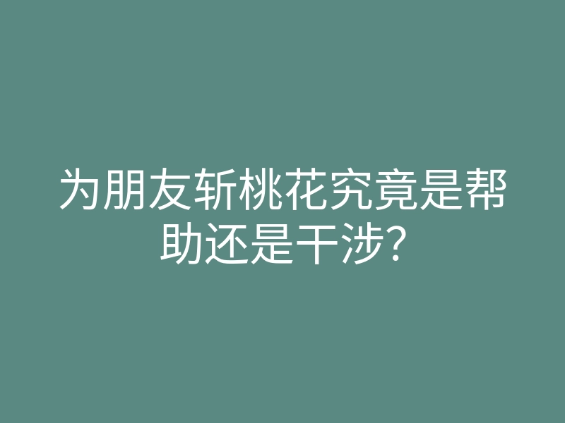 为朋友斩桃花究竟是帮助还是干涉?