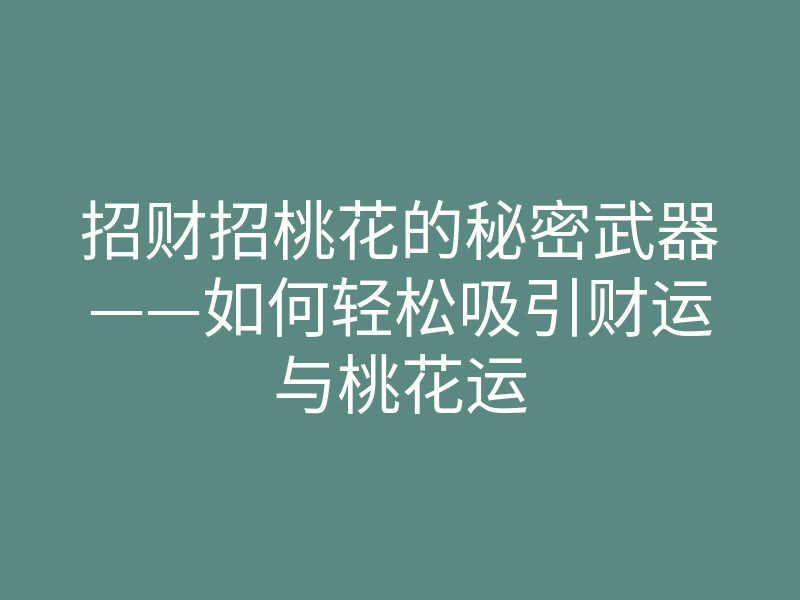 招财招桃花的秘密武器——如何轻松吸引财运与桃花运