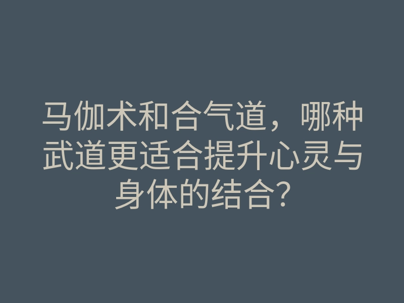 马伽术和合气道,哪种武道更适合提升心灵与身体的结合?