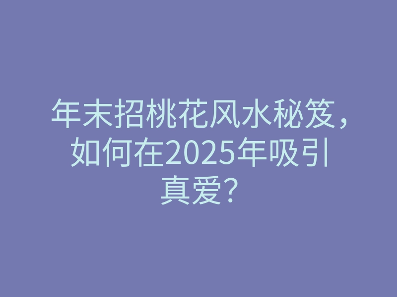 年末招桃花风水秘笈,如何在2025年吸引真爱?