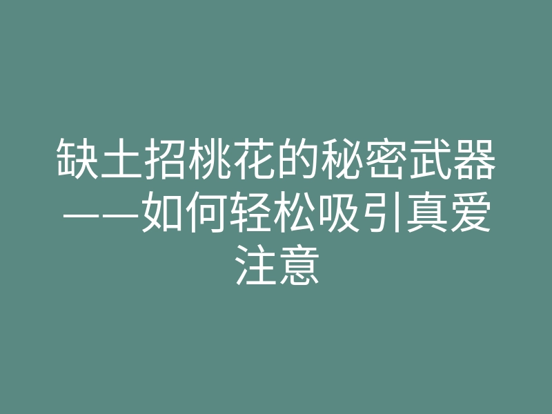 缺土招桃花的秘密武器——如何轻松吸引真爱注意