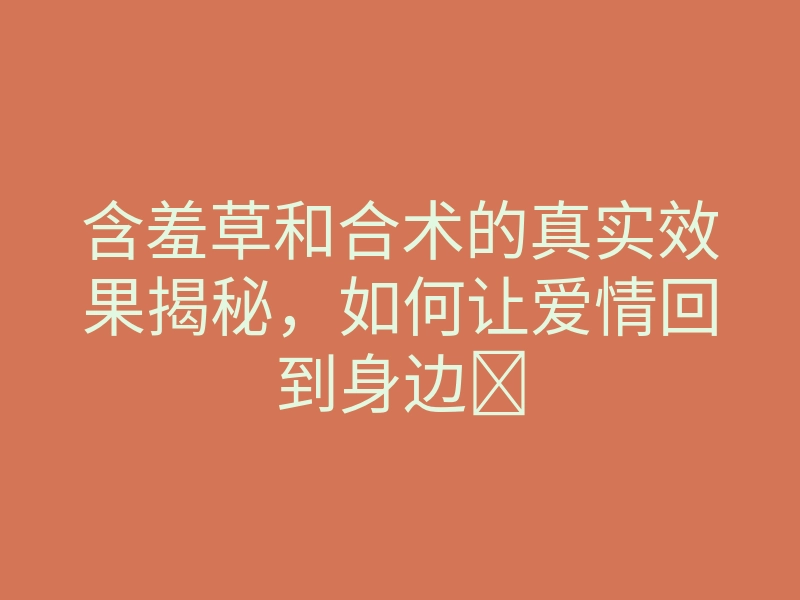 含羞草和合术的真实效果揭秘,如何让爱情回到身边؟