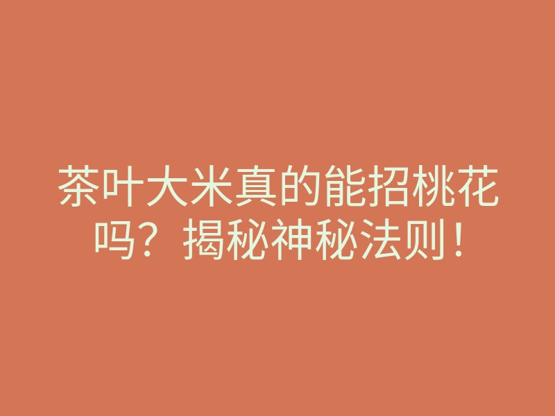茶叶大米真的能招桃花吗?揭秘神秘法则!