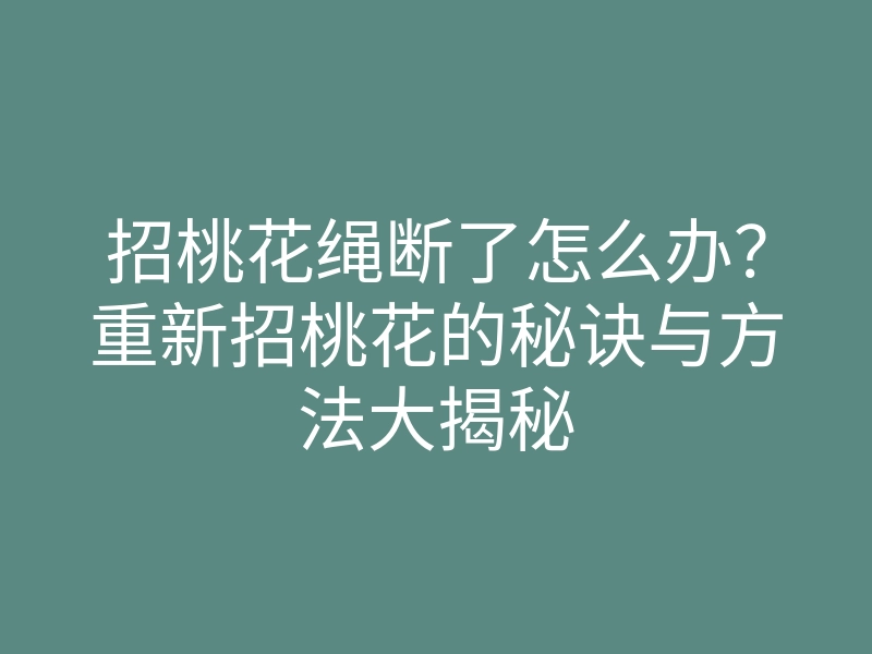 招桃花绳断了怎么办?重新招桃花的秘诀与方法大揭秘