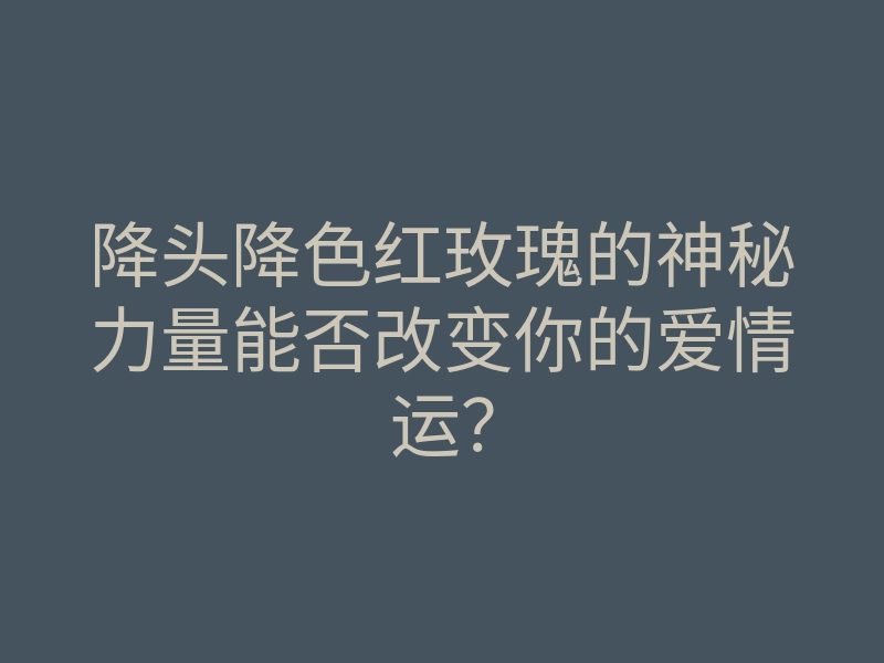 降头降色红玫瑰的神秘力量能否改变你的爱情运?