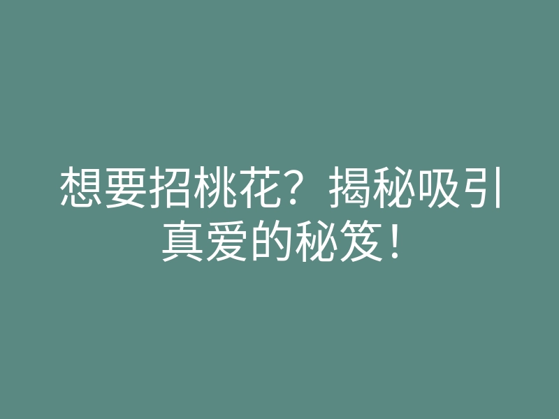 想要招桃花?揭秘吸引真爱的秘笈!
