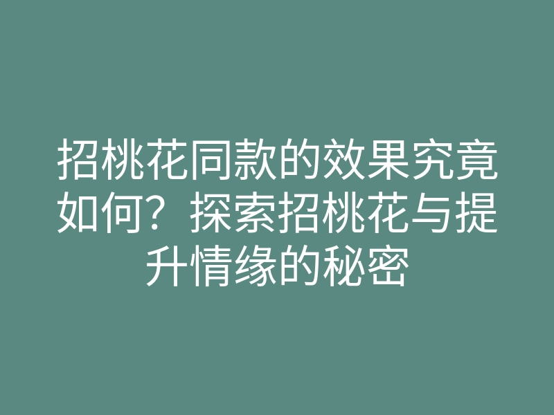 招桃花同款的效果究竟如何?探索招桃花与提升情缘的秘密