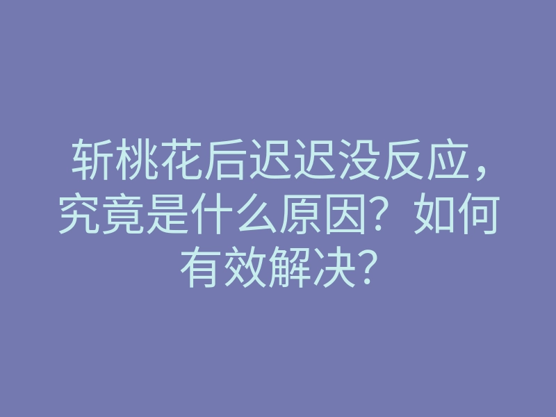 斩桃花后迟迟没反应,究竟是什么原因?如何有效解决?