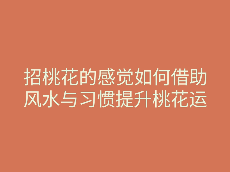 招桃花的感觉如何借助风水与习惯提升桃花运