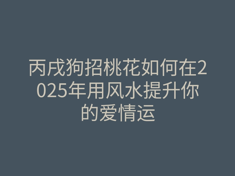 丙戌狗招桃花如何在2025年用风水提升你的爱情运