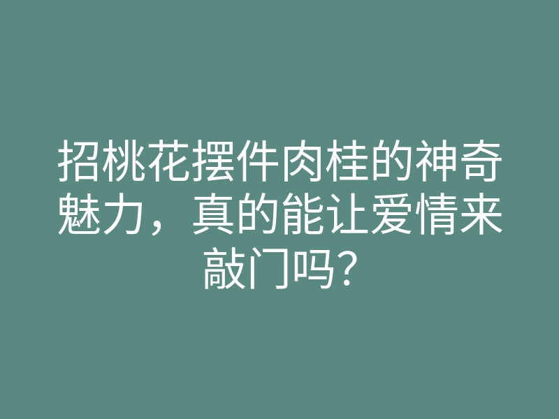 招桃花摆件肉桂的神奇魅力,真的能让爱情来敲门吗?