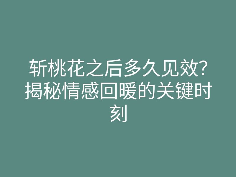 斩桃花之后多久见效?揭秘情感回暖的关键时刻