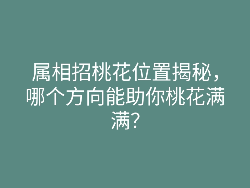 属相招桃花位置揭秘,哪个方向能助你桃花满满?