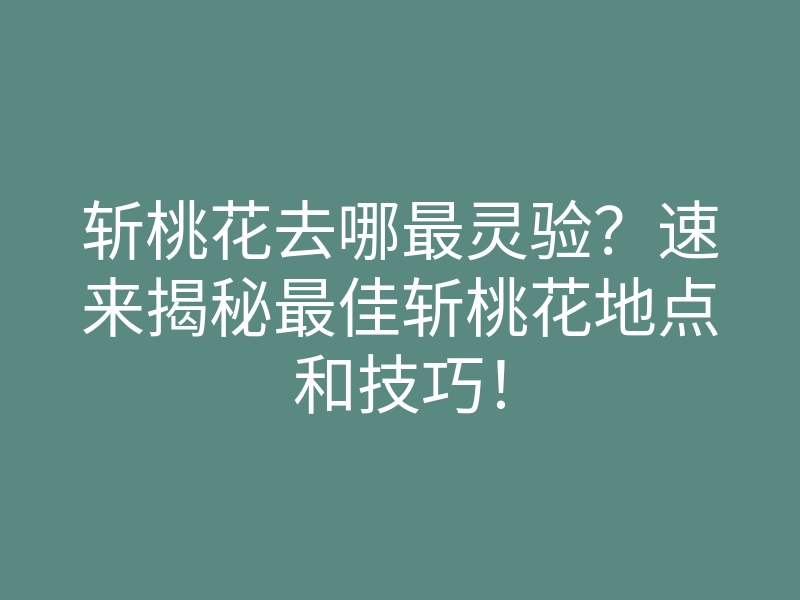 斩桃花去哪最灵验?速来揭秘最佳斩桃花地点和技巧!