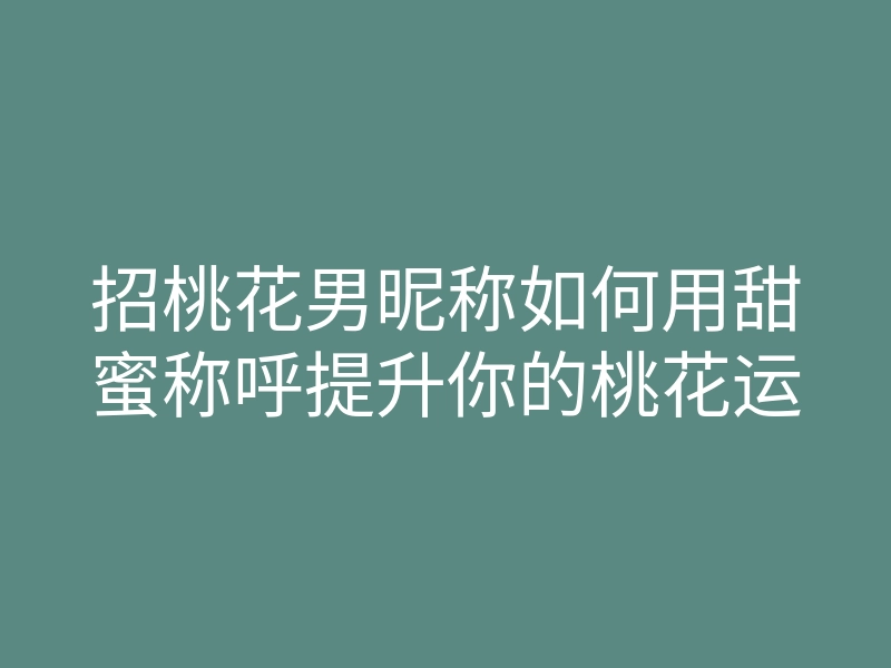 招桃花男昵称如何用甜蜜称呼提升你的桃花运